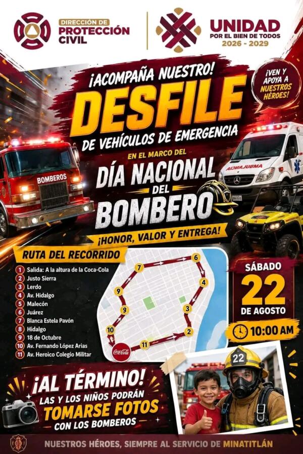 ¡Sonarán las sirenas! Bomberos recorrerán Minatitlán este sábado; esto sabemos