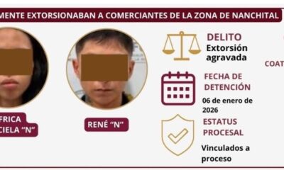 Vinculan a pareja acusada de extorsionar a comerciantes de Nanchital