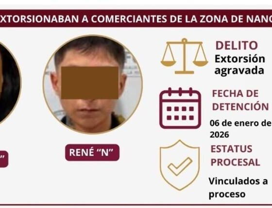 Vinculan a pareja acusada de extorsionar a comerciantes de Nanchital