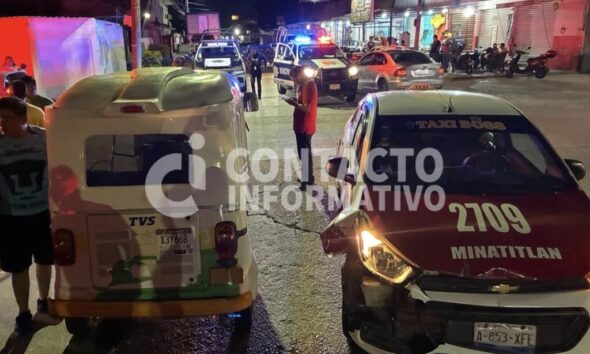 (+VÍDEO) Choque entre taxi y motocarro deja a repartidor de tortillas lesionado