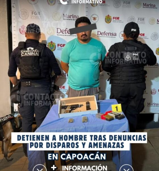 Detienen a hombre tras denuncias por disparos y amenazas en Capoacán