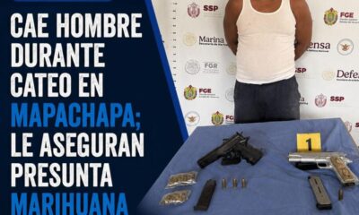 Cae hombre durante cateo en Mapachapa; le aseguran presunta marihuana y dos pistolas