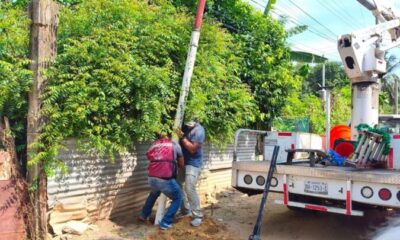 Gobierno de Minatitlán mejora alumbrado público en la colonia Dante Delgado