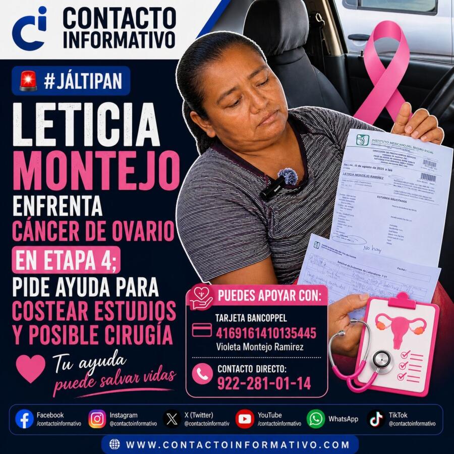 Leticia Montejo enfrenta cáncer de ovario en etapa 4; pide ayuda para costear estudios y posible cirugía