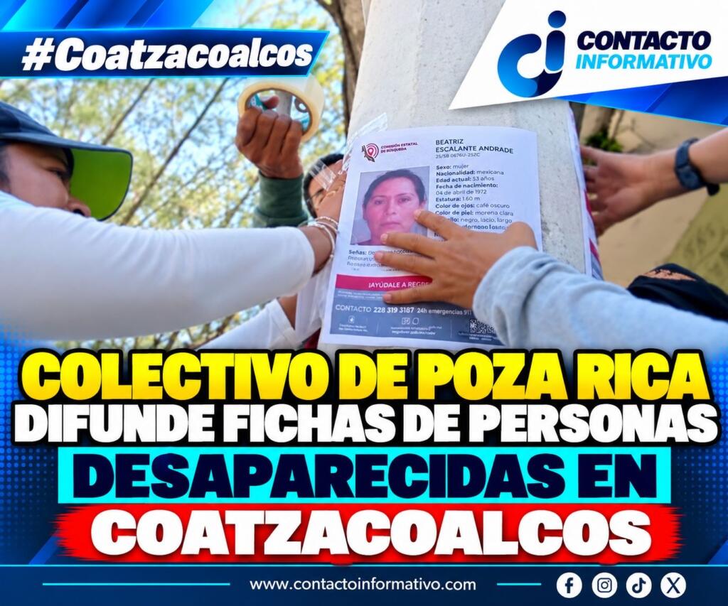 Colectivo de Poza Rica difunde fichas de personas desaparecidas en Coatzacoalcos