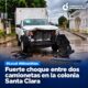 Fuerte choque entre dos camionetas en la colonia Santa Clara