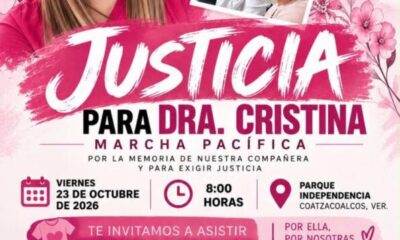Convocan a marcha pacífica en Coatzacoalcos para exigir justicia por feminicidio de la doctora Cristina Ramos