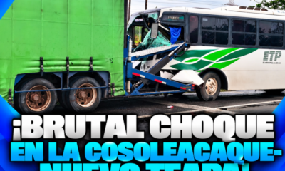 ¡Brutal choque en la Cosoleacaque-Nuevo Teapa! chofer queda atrapado entre los fierros
