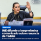 INE difunde renuncia de Taddei; decisión busca proteger al Instituto, afirma