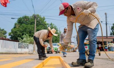 Realizan trabajos de balizamiento en la colonia Cuauhtémoc