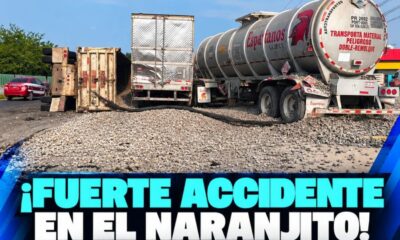 ¡Fuerte accidente en El Naranjito! Góndola vuelca y termina golpeando a otros dos tractocamiones