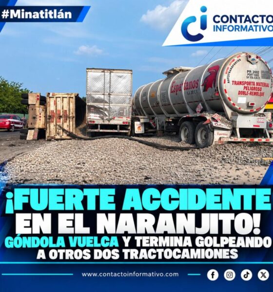 ¡Fuerte accidente en El Naranjito! Góndola vuelca y termina golpeando a otros dos tractocamiones