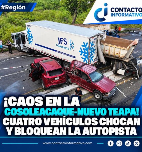 ¡Caos en la Cosoleacaque-Nuevo Teapa! Cuatro vehículos chocan y bloquean la autopista